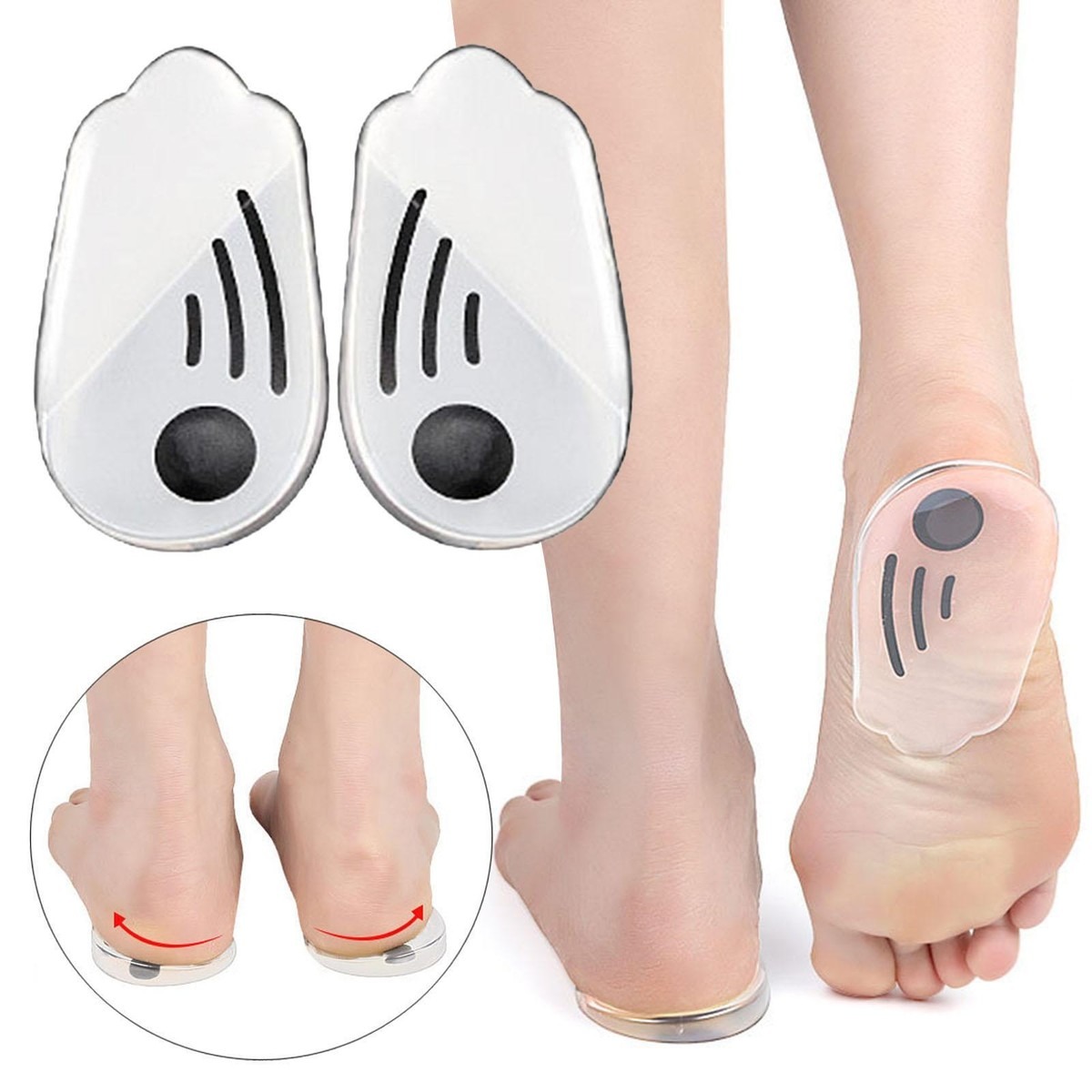 1 Pair Silicone orthopedic insoles for feet - valgus varus correction plantar fasciitis gel insole massager foot care, Made from 100% pure medical-grade silicone gel, ensuring durability and safety