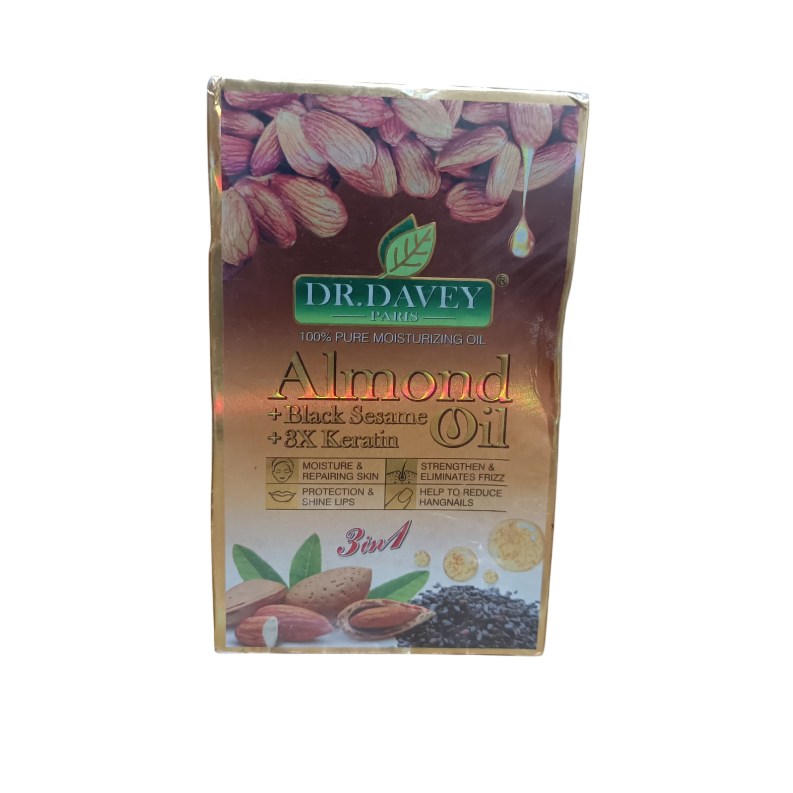 Dr Davey Almond Oil Pure Moisturizer. Brightens, Shine Lips, Evens skin tone, Boost Hair Growth, Prevent Hair fall & Breakage