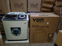 Von 11kg Twin Tub Washing Machine – White