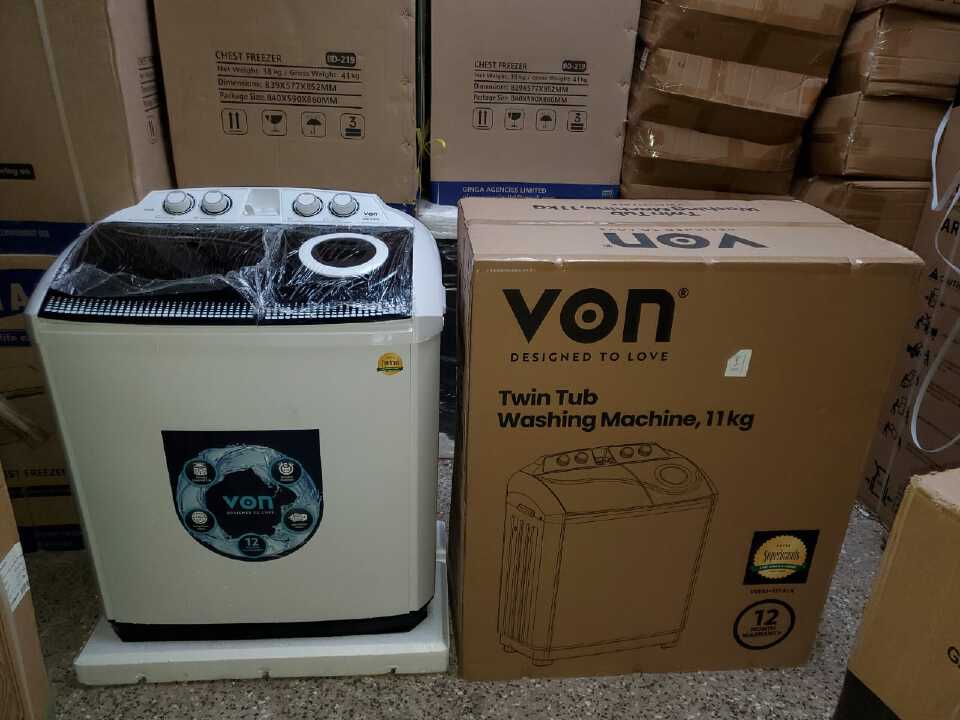 Von 11kg Twin Tub Washing Machine – White