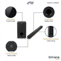 CTC 2.1 Channel Multimedia Soundbar Speaker System, Deep Bass Subwoofer, Bluetooth 5.0 & 12 Months Warranty
