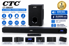 CTC 2.1 Channel Multimedia Soundbar Speaker System, Deep Bass Subwoofer, Bluetooth 5.0 & 12 Months Warranty