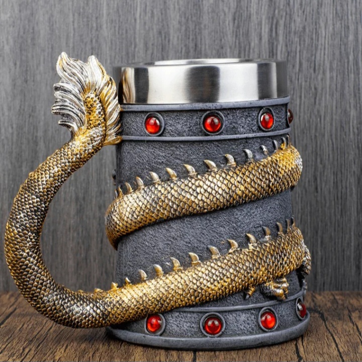 3D dragon Resin Beer Mugs. 600ml unique design Party/ Decor Gift