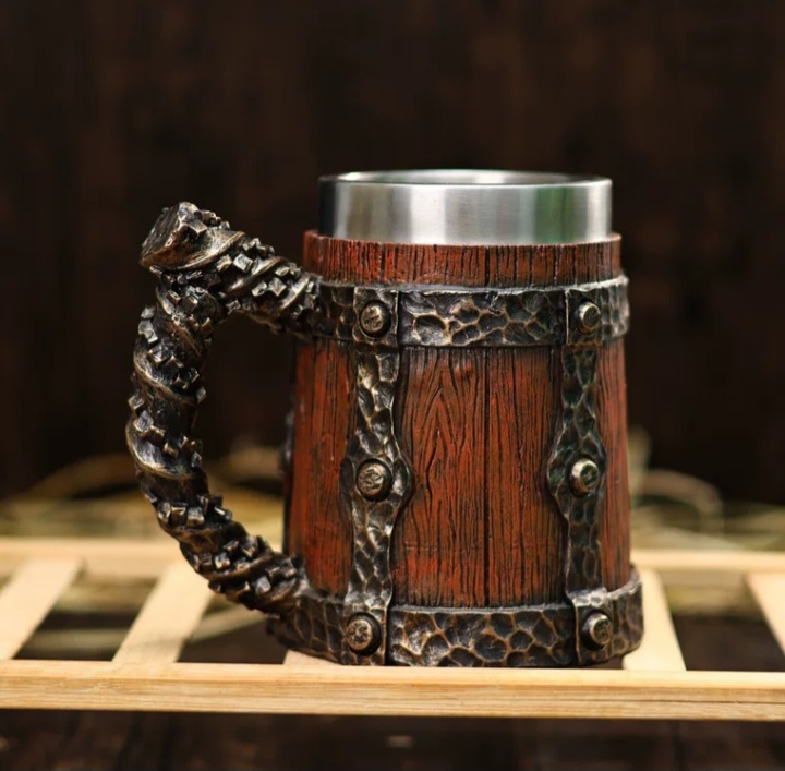 Viking imitation Wood resin Beer Stein. Handmade Large capacity Mug. Perfect Gift.