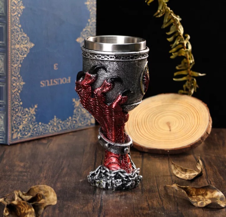 3D gothic Wine Goblet. Medieval Dragon claw Drinkware