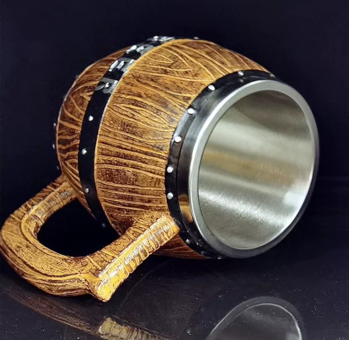 Vintage wooden barrel Beer Stein. Creative Large capacity drinkware