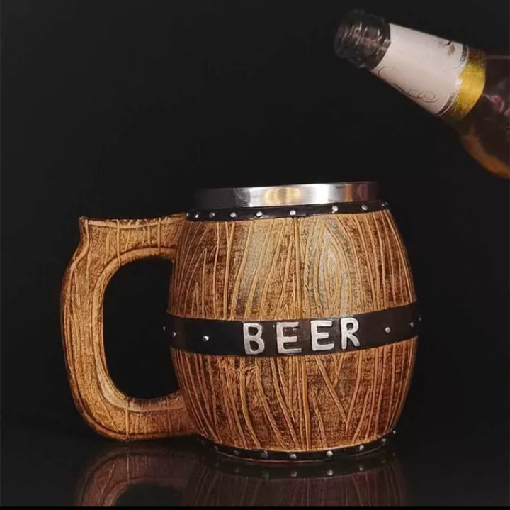 Vintage wooden barrel Beer Stein. Creative Large capacity drinkware