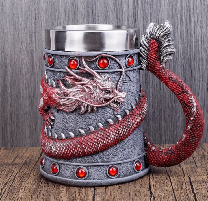 3D dragon Resin Beer Mugs. 600ml unique design Party/ Decor Gift