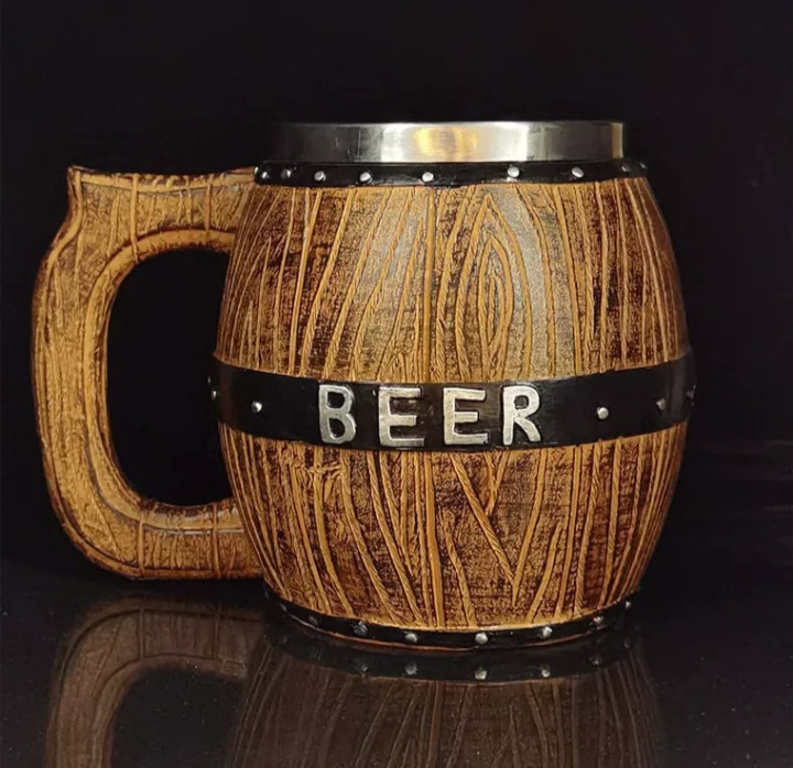Vintage wooden barrel Beer Stein. Creative Large capacity drinkware