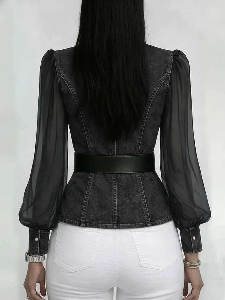 2026European American Women Clothing Designs New Denim Spring/Summer/Autumn V-neck Lace  Long Sleeves Available 
Comfortable Relaxing Beautiful Fashion Waist-tightening style Print