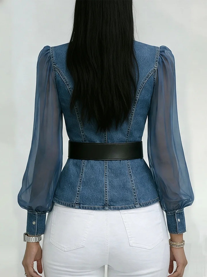 2026European American Women Clothing Designs New Denim Spring/Summer/Autumn V-neck Lace  Long Sleeves Available 
Comfortable Relaxing Beautiful Fashion Waist-tightening style Print