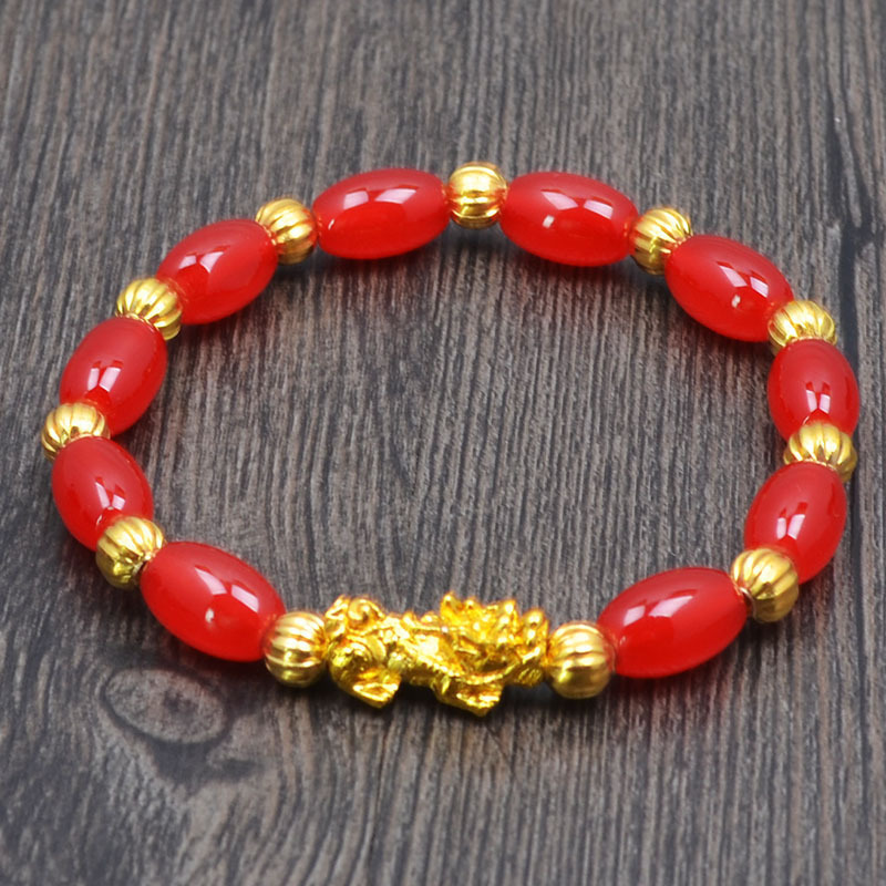 More Money Bracelet Safety Fortune Longevity Bracelet Buddha Light Blessing Wealth Bead Jewelry Bracelet Vietnam Shajin Animal Bracelet Imitation Gold Obsidian Six Character Real Buddha Bead Bracelets