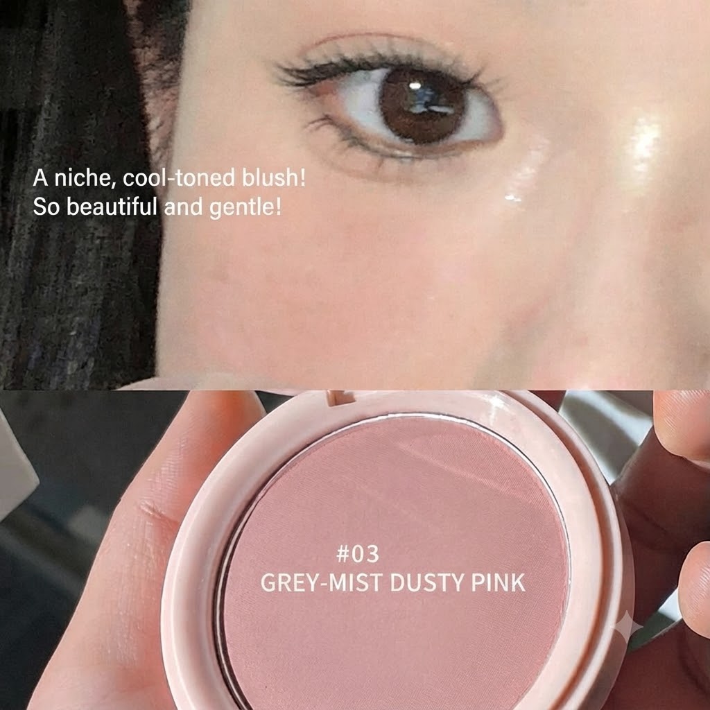 MUGE LEEN Niche Cool-Toned Soft-Focus Blush! Low-Saturation Universal Nude Gray-Pink, Velvet Matte, Long-Lasting, Student-Friendly view 3