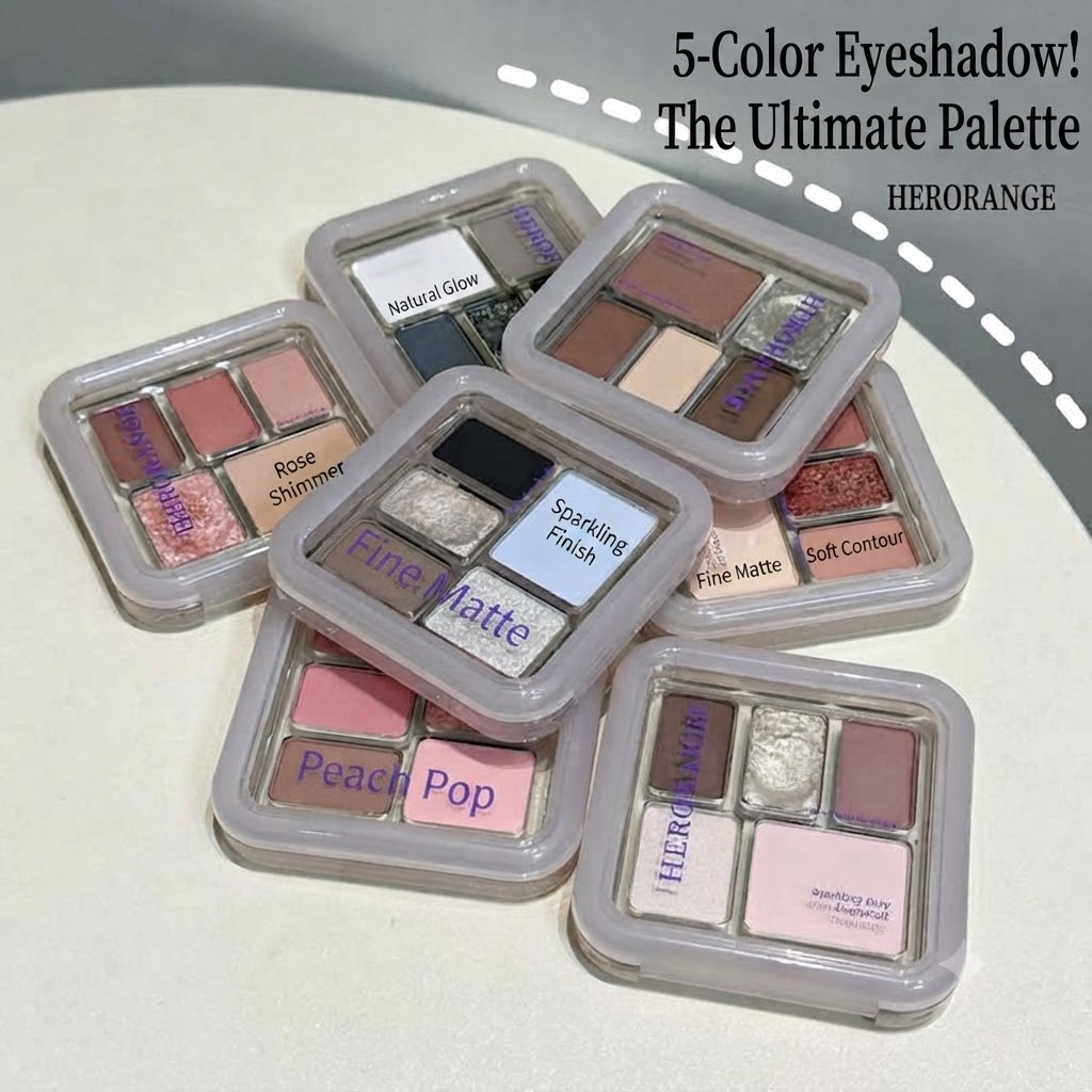 HERORANGE Soft Colorful Eye-Brightening Eyeshadow Palette Matte Pearl Delicate Pigmented Low-Saturation Atmospheric 5-Color Eyeshadow