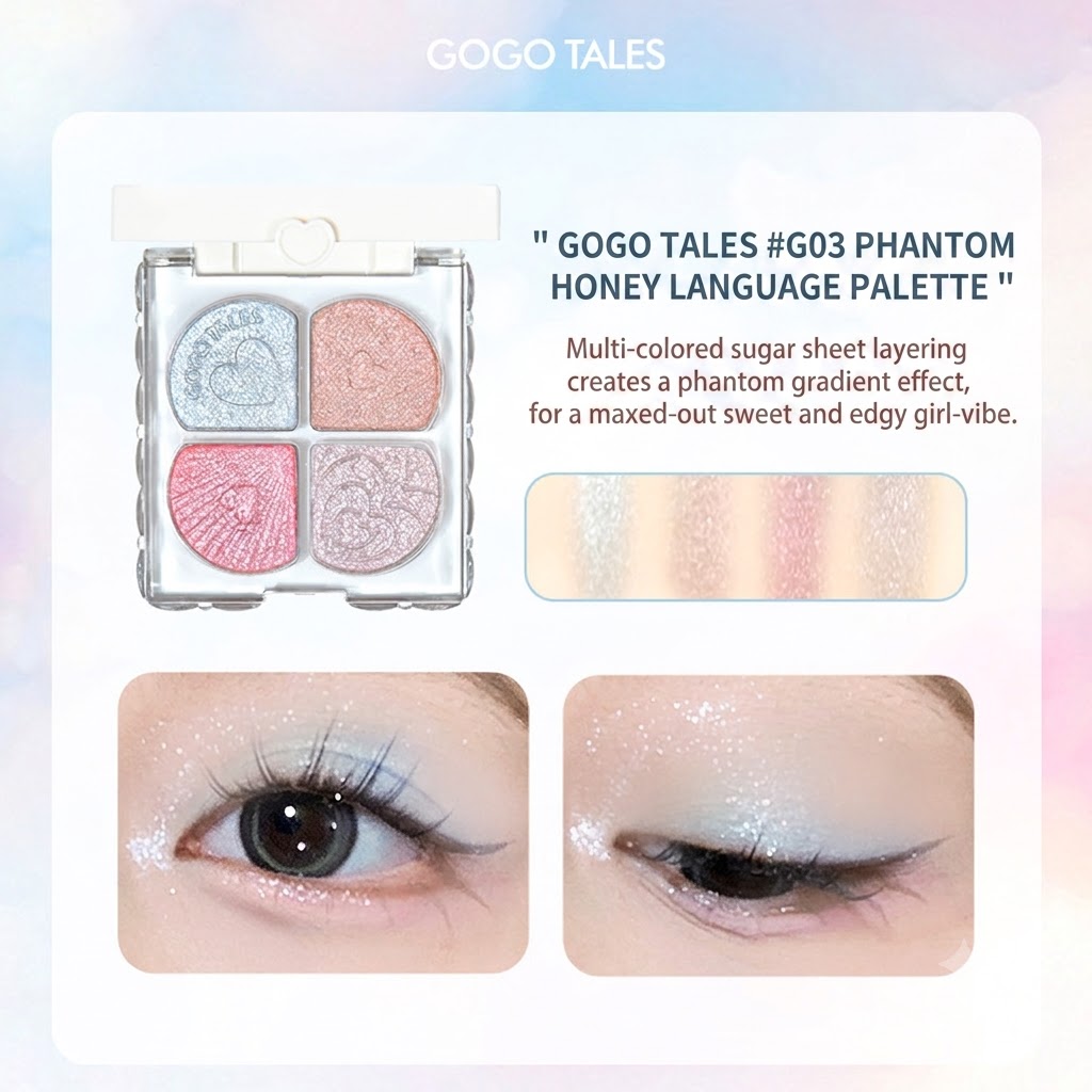 GOGO TALES Four-Color Eyeshadow Palette (GT853) – Mini Smoky Purple & Earth Tone Portable Palette for Daily Natural Makeup