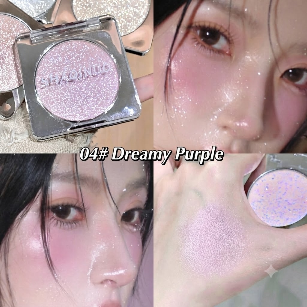 SHAQINUO Aurora Fantasy Diamond Highlighter Powder Pearl Brightening Fine Shimmer Crush Diamond Highlighter Cream Delicate Duochrome Highlighting Pressed Powder view 9