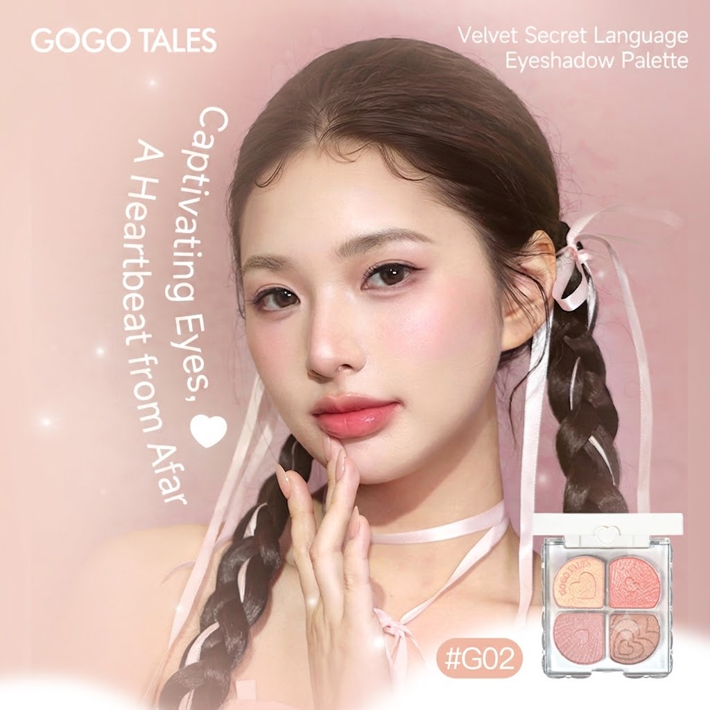 GOGO TALES Four-Color Eyeshadow Palette (GT853) – Mini Smoky Purple & Earth Tone Portable Palette for Daily Natural Makeup