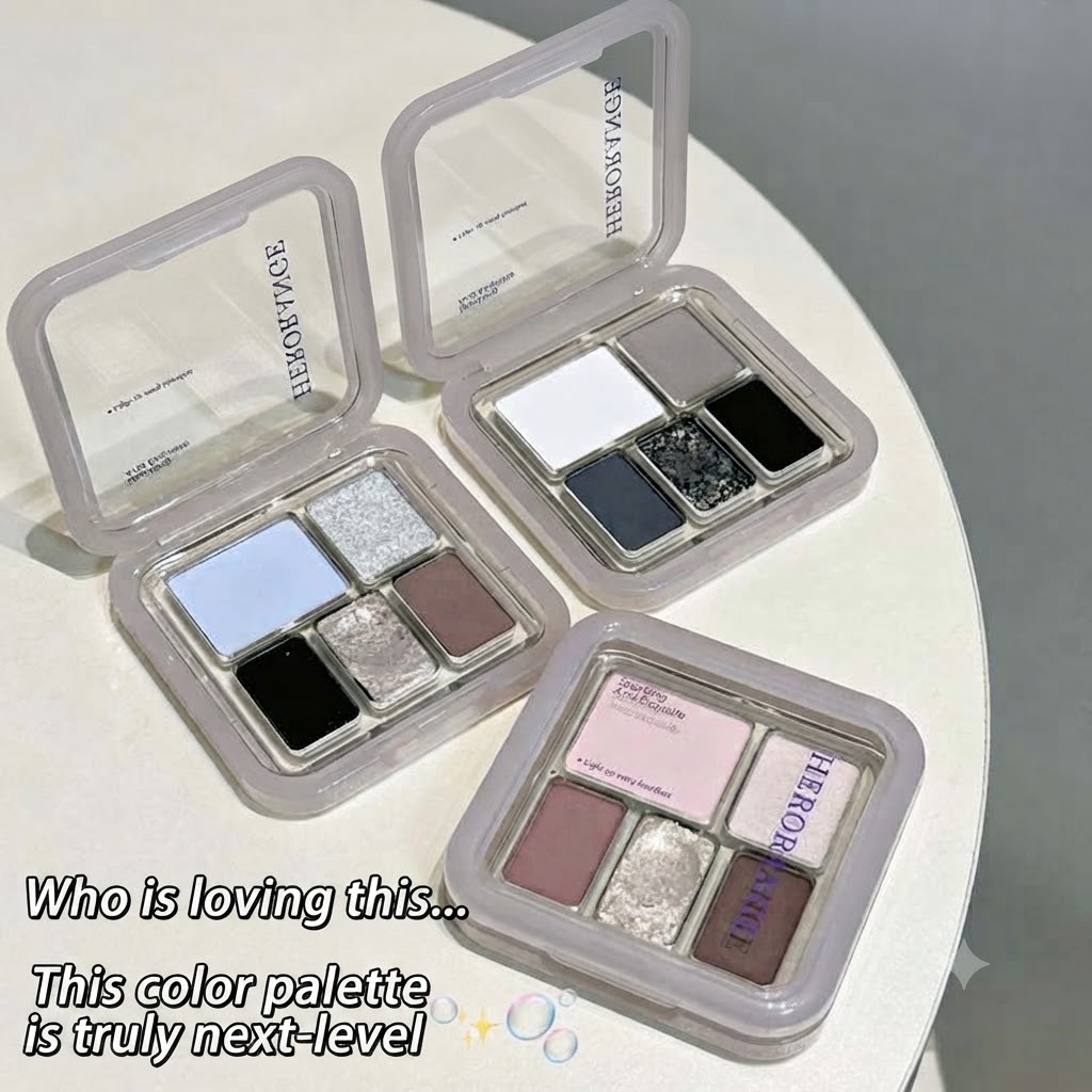 HERORANGE Soft Colorful Eye-Brightening Eyeshadow Palette Matte Pearl Delicate Pigmented Low-Saturation Atmospheric 5-Color Eyeshadow