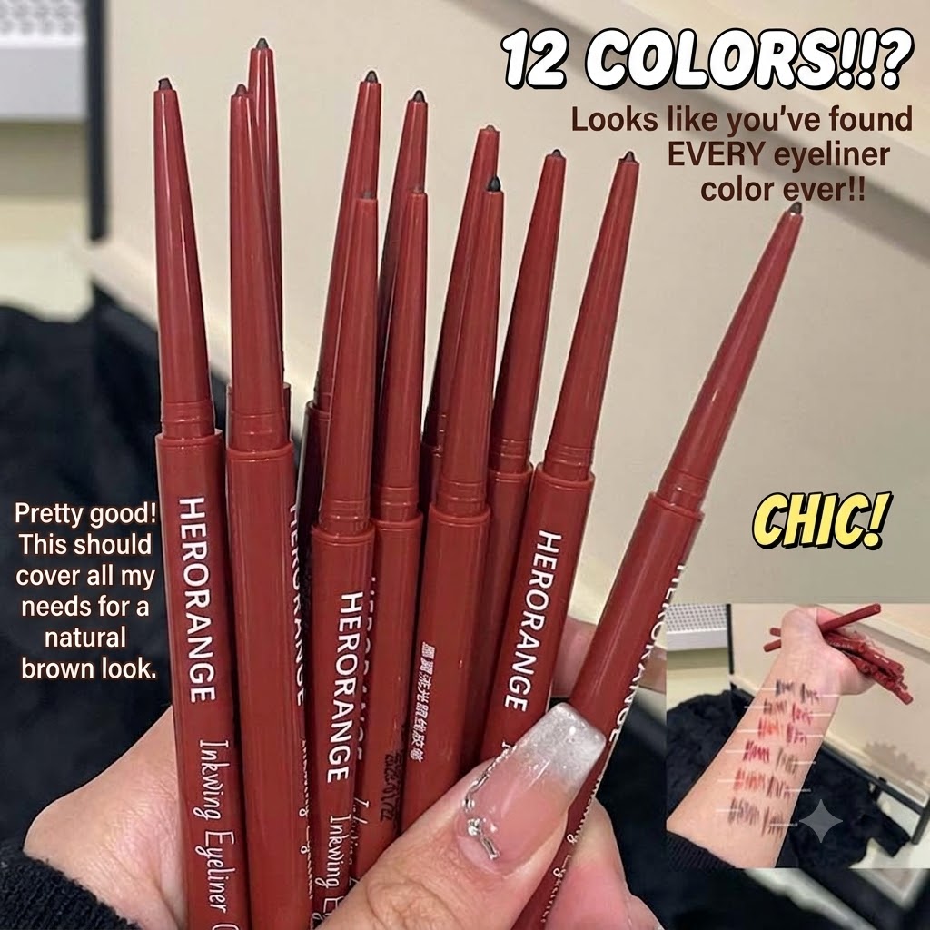 HERORANGE Ultra-Fine Gel Eyeliner Pencil – Waterproof & Smudge-Proof Long-Lasting Formula for Aegyo Sal & Precision Eye Makeup