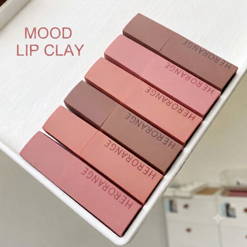 HERORANGE Velvet Matte Lip Mud – Soft-Focus Long-Lasting Lip Clay, Non-Stick Cup & Smudge-Proof, Lightweight Airy Texture