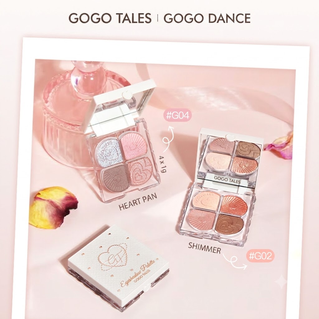 GOGO TALES Four-Color Eyeshadow Palette (GT853) – Mini Smoky Purple & Earth Tone Portable Palette for Daily Natural Makeup