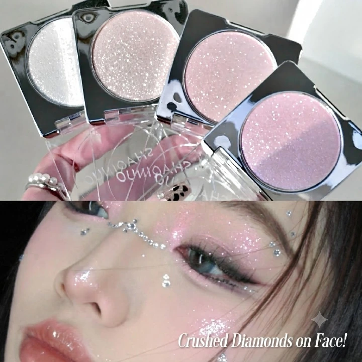 SHAQINUO Aurora Fantasy Diamond Highlighter Powder Pearl Brightening Fine Shimmer Crush Diamond Highlighter Cream Delicate Duochrome Highlighting Pressed Powder
