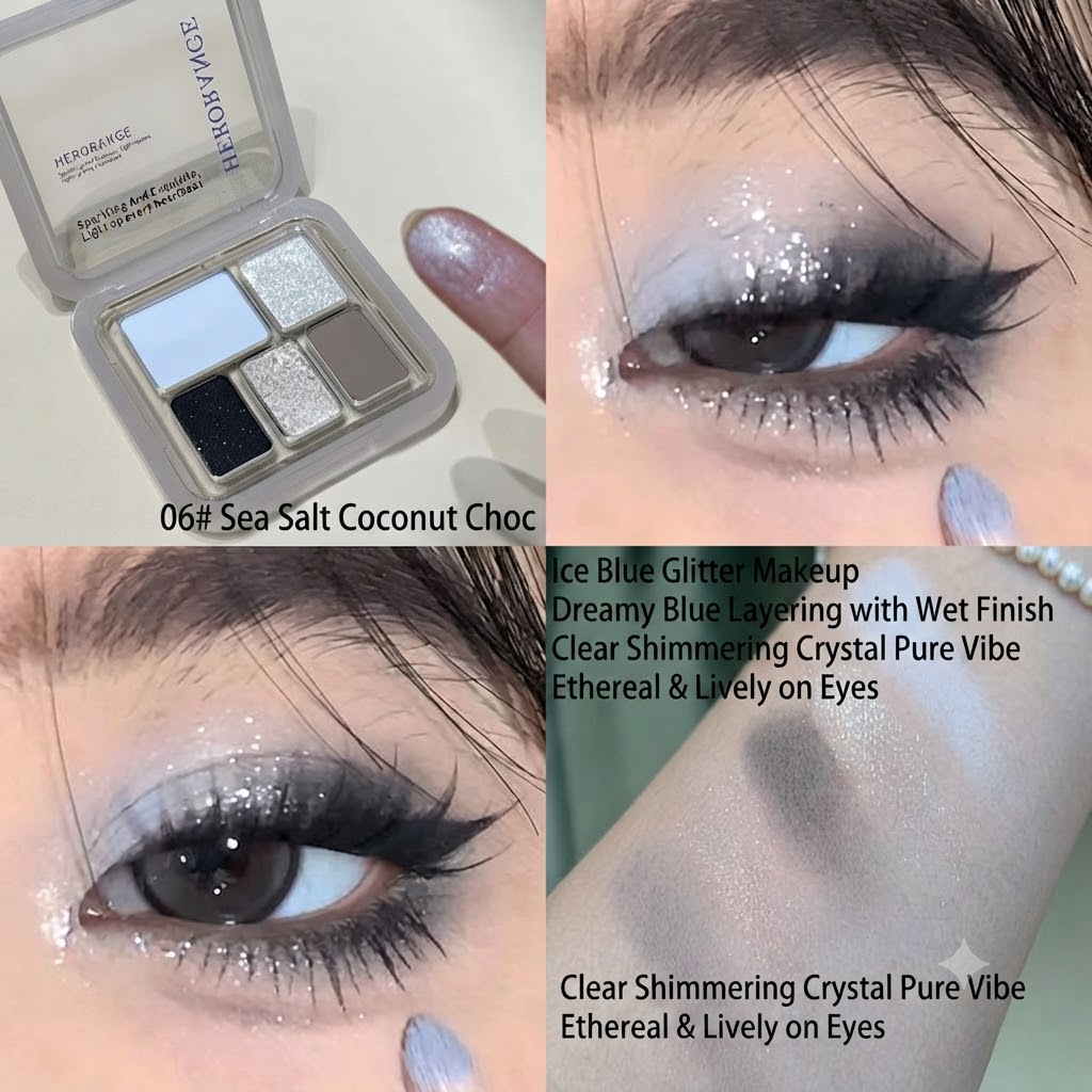 HERORANGE Soft Colorful Eye-Brightening Eyeshadow Palette Matte Pearl Delicate Pigmented Low-Saturation Atmospheric 5-Color Eyeshadow