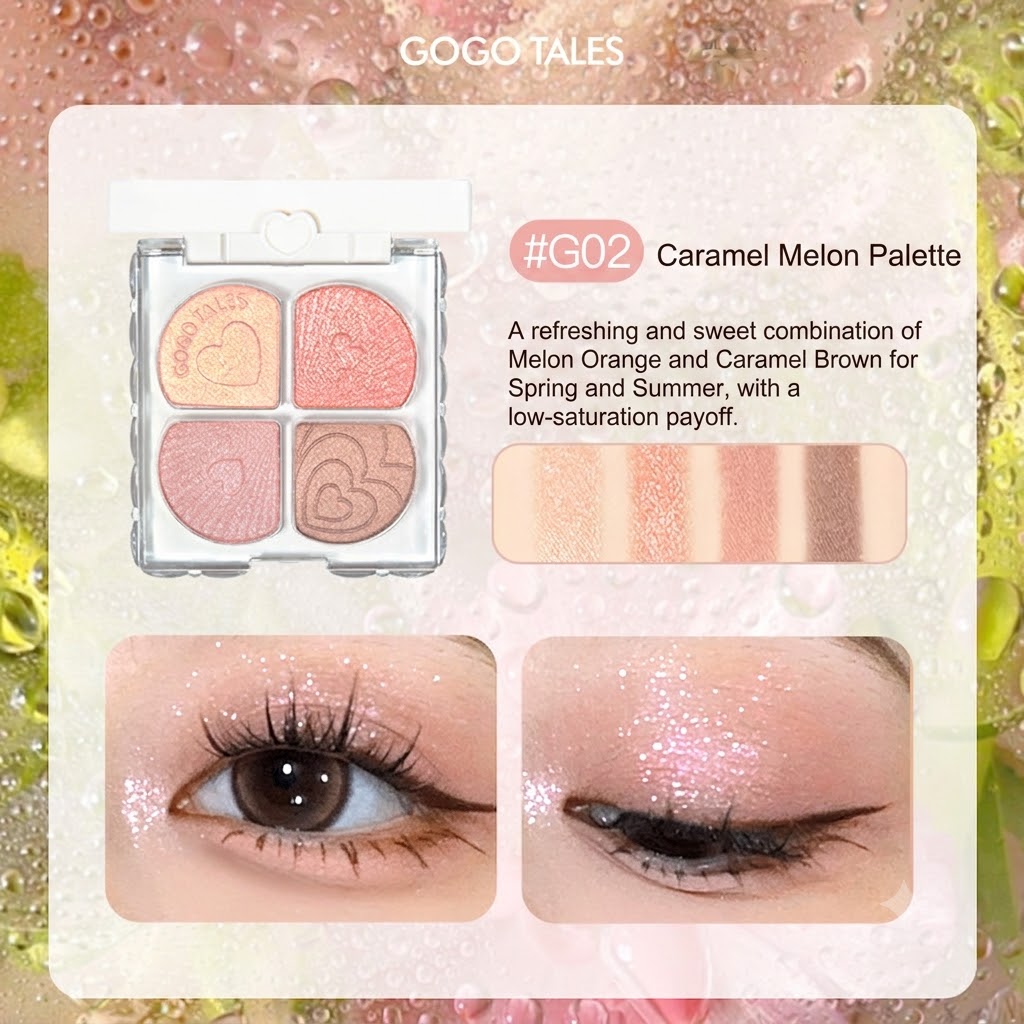GOGO TALES Four-Color Eyeshadow Palette (GT853) – Mini Smoky Purple & Earth Tone Portable Palette for Daily Natural Makeup