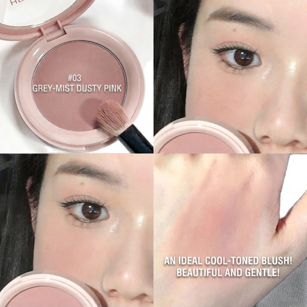 MUGE LEEN Niche Cool-Toned Soft-Focus Blush! Low-Saturation Universal Nude Gray-Pink, Velvet Matte, Long-Lasting, Student-Friendly view 5