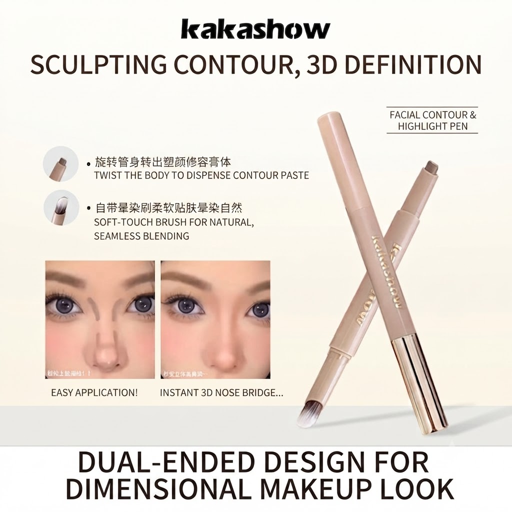 KAKASHOW Face Contouring & Highlighting Pen – Natural 3D Sculpting and Brightening Stick (C568)
