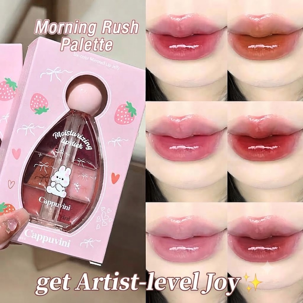 CAPPUVINI Mirror Water Gloss Lip Glaze, 6-Color Hydrating Lip Tint Set, Non-Sticky High-Shine Jelly Lip Polish for Daily Makeup6-Piece Set Jelly Water Lip Tint, Long-Lasting Shiny Finish for Juicy Gla view 7