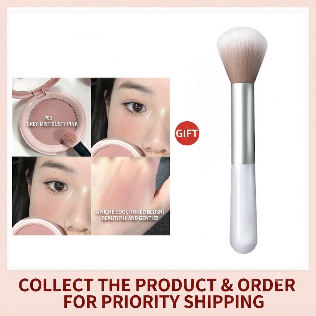 MUGE LEEN Niche Cool-Toned Soft-Focus Blush! Low-Saturation Universal Nude Gray-Pink, Velvet Matte, Long-Lasting, Student-Friendly view 6