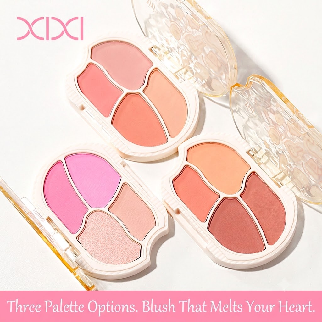 XIXI Lazy Bear 4-Color Blush Palette — Low-Saturation Matte Nude, Natural Contouring & Receding Tone Blush for Beginners. view 4