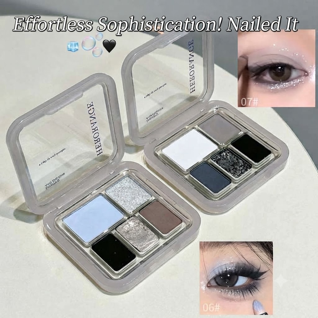 HERORANGE Soft Colorful Eye-Brightening Eyeshadow Palette Matte Pearl Delicate Pigmented Low-Saturation Atmospheric 5-Color Eyeshadow