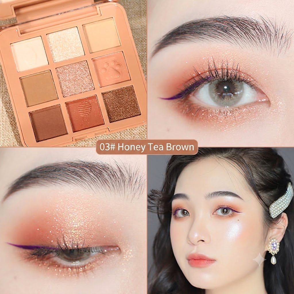 NOVO Phantom Jungle 9-Color Eyeshadow Palette, Cool Tone Embroidery Mirror Compact, Travel-Portable Daily Grey & Neutral Earth Tones Makeup, Ultra-Fine Powder & High Pigment (Cool Grey/Earth)