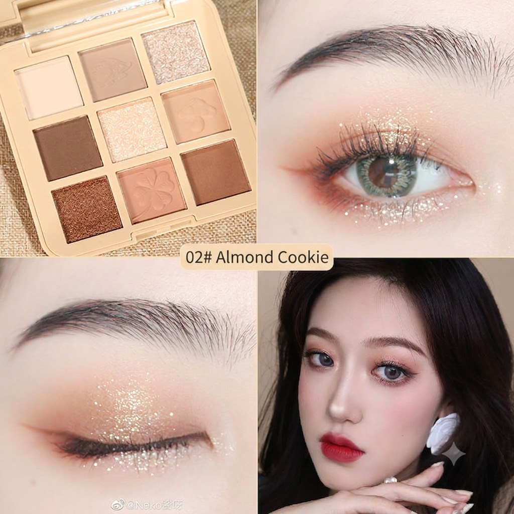 NOVO Phantom Jungle 9-Color Eyeshadow Palette, Cool Tone Embroidery Mirror Compact, Travel-Portable Daily Grey & Neutral Earth Tones Makeup, Ultra-Fine Powder & High Pigment (Cool Grey/Earth)