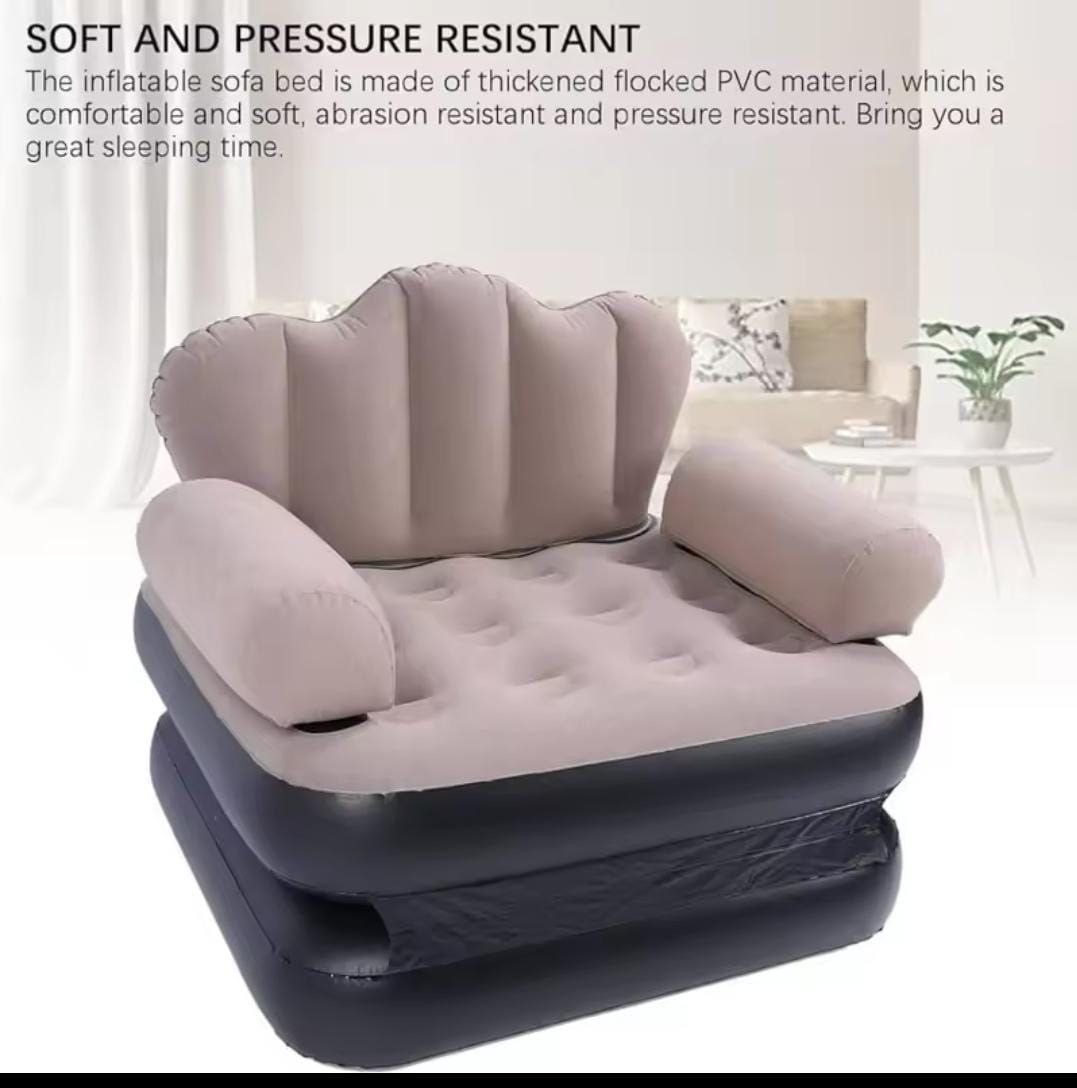 *5 in 1 inflatable Couch lazy Sofa bed with L-shaped armrest / 1 Seater Sofa pull out bed*