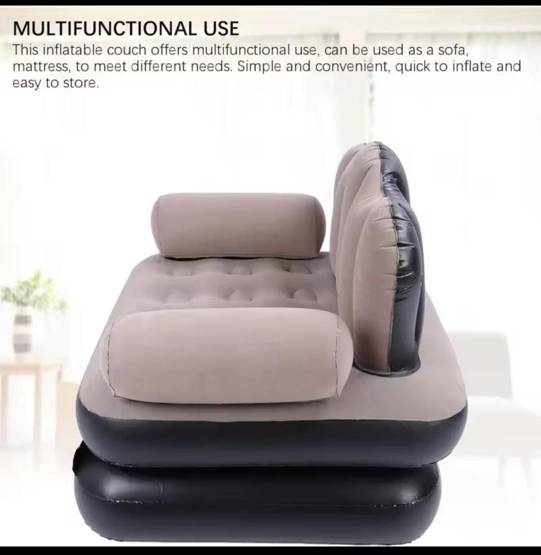 *5 in 1 inflatable Couch lazy Sofa bed with L-shaped armrest / 1 Seater Sofa pull out bed*