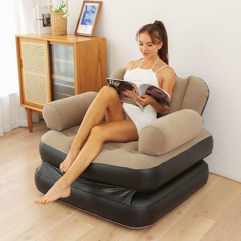 *5 in 1 inflatable Couch lazy Sofa bed with L-shaped armrest / 1 Seater Sofa pull out bed*
