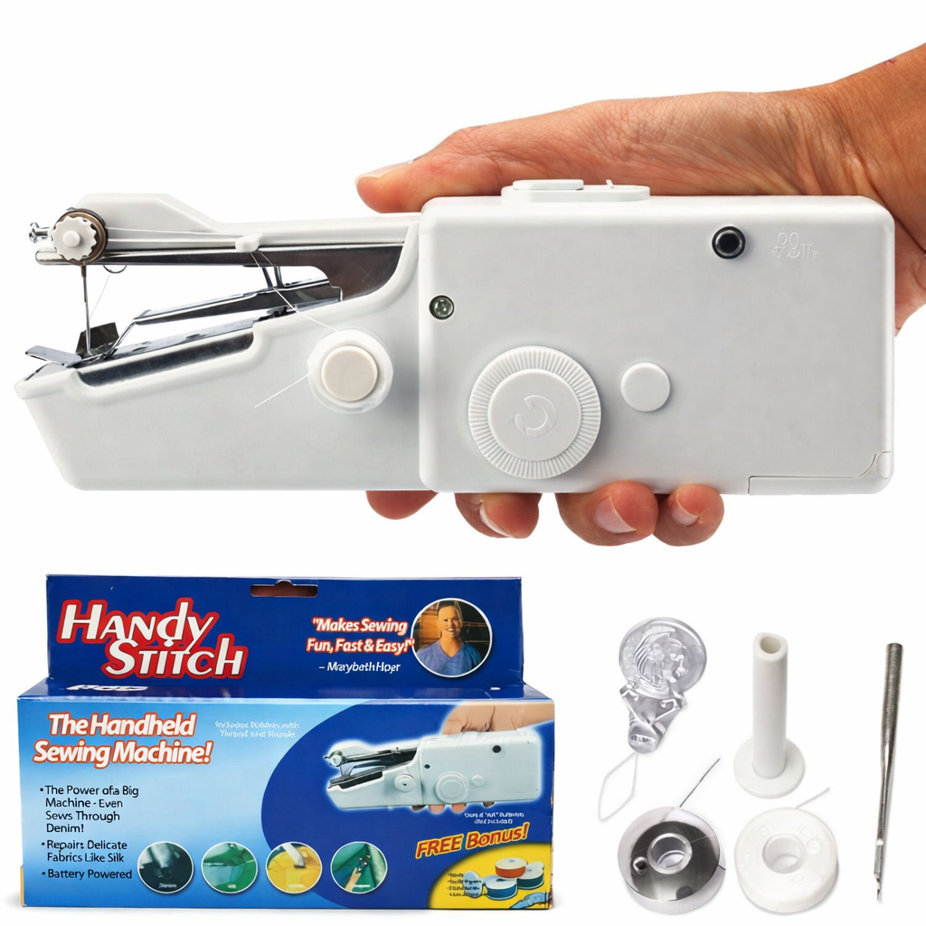 Handy Stitch Multi-Functional Hand-held Electric Mini Sewing Machine | Instant Repairs at Your Fingertips | Portable Sewing Made Simple.