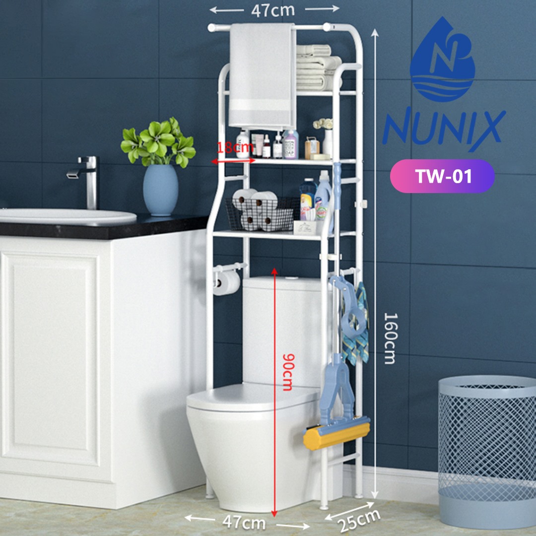 Ultimate Nunix Over-The-Toilet Rack Metallic Storage Organizer | Organize Your Bathroom, Elevate Your Space.