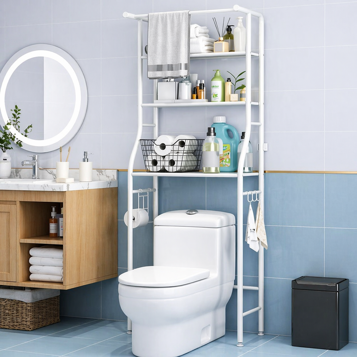 Ultimate Nunix Over-The-Toilet Rack Metallic Storage Organizer | Organize Your Bathroom, Elevate Your Space.