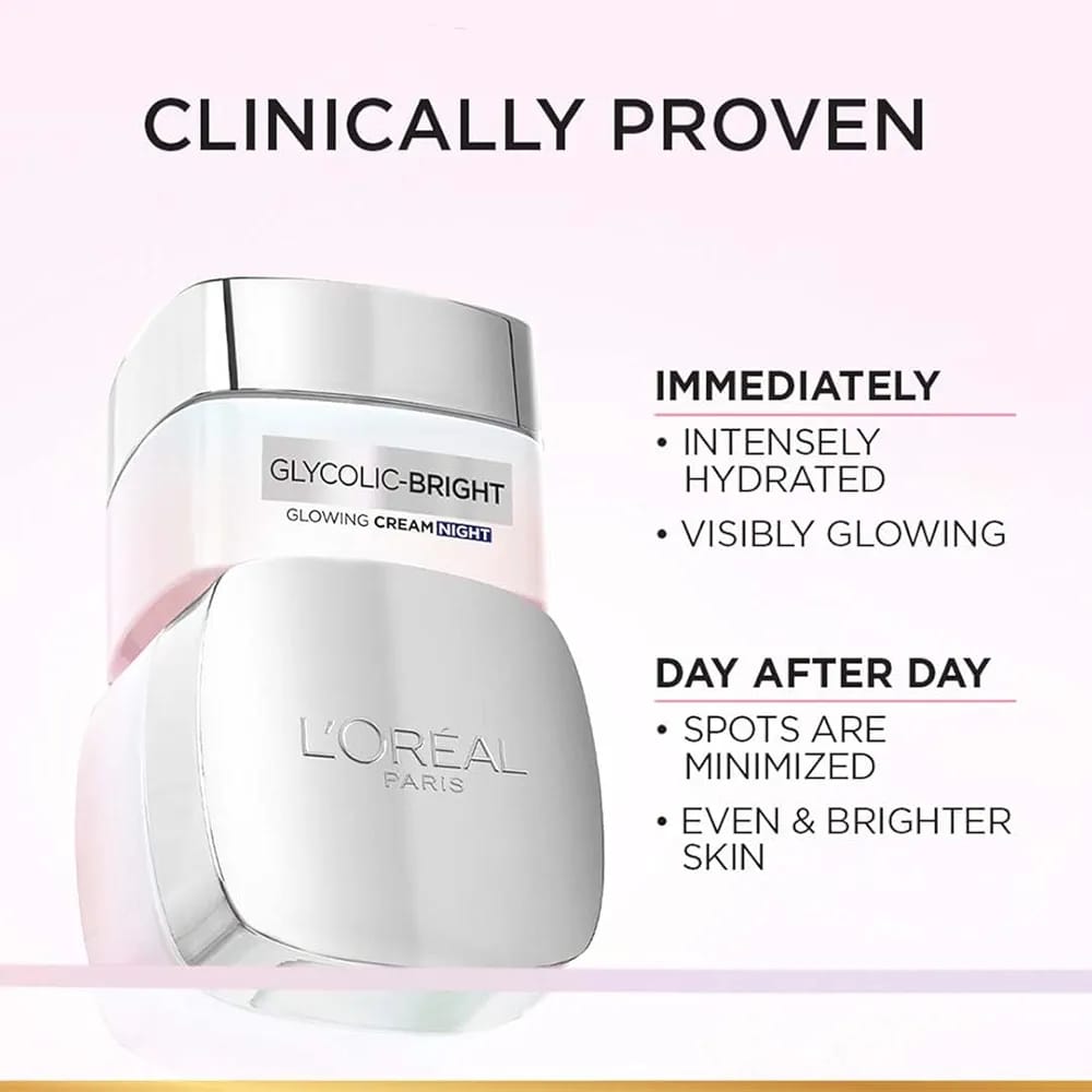 NEW ORIGINAL L'OREAL PARIS GLYCOLIC BRIGHT GLOWING NIGHT CREAM 50ML