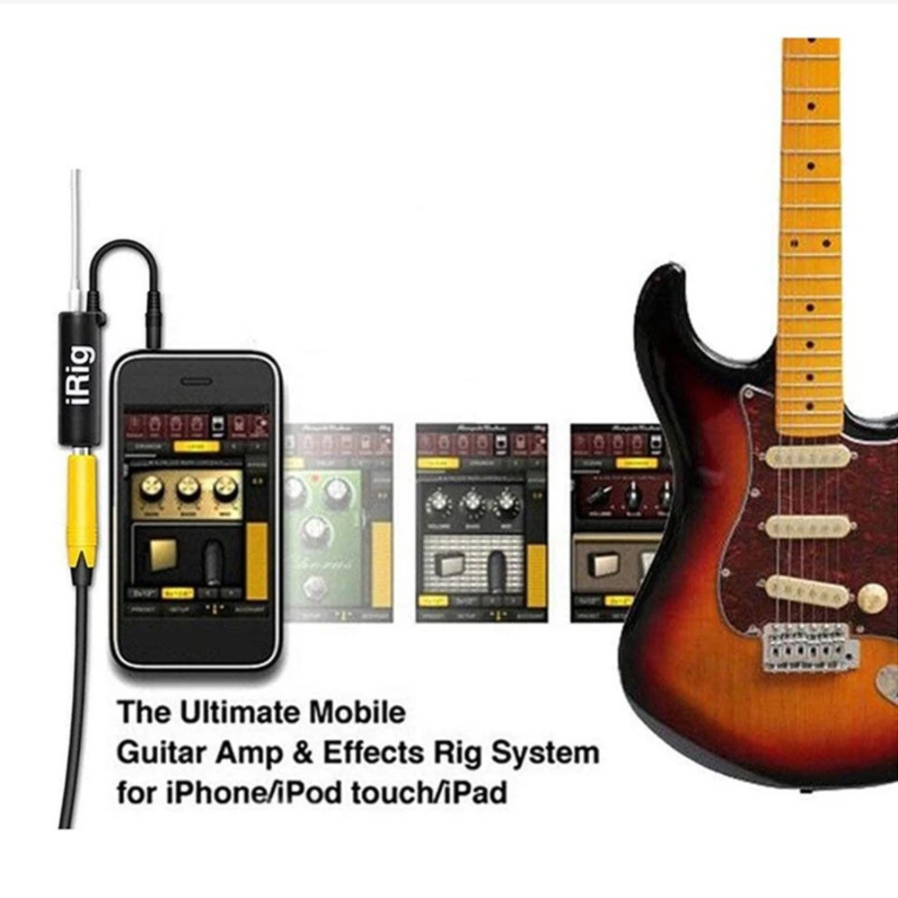 iRig Guitar Converter Audio Interface 3.5mm Adapter for Electric Guitar, Bass, iPhone, iPad, Android Mobile Recording, Guitar Effects Processor, Streaming & Audio Recording
