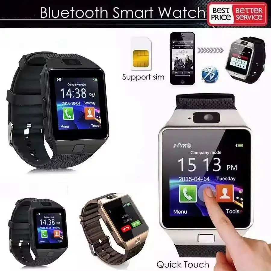 W007 DZ09 Smart Watch Bluetooth Smartwatch with SIM Card Camera Fitness Tracker Call SMS Music Player TF Card Support for Android iPhone Men Women Sports Watch