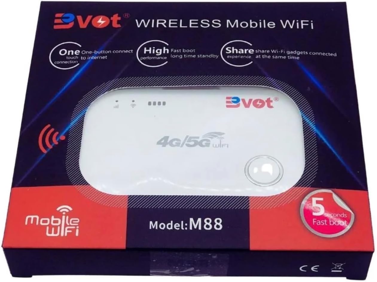 BVOT M88 Wireless Mobile WiFi Router 4G 5G Portable MiFi Hotspot 150Mbps Unlock Pocket WiFi with 1500mAh Battery for Android, iPhone, Laptop, Tablet & Smart Devices