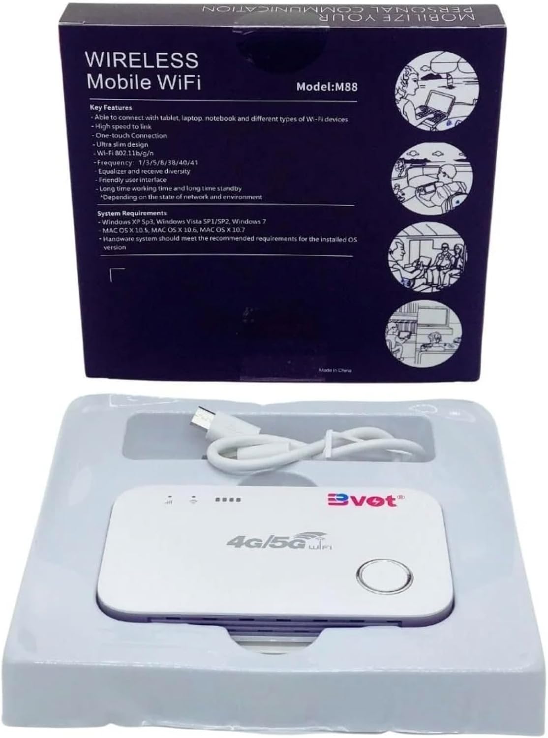 BVOT M88 Wireless Mobile WiFi Router 4G 5G Portable MiFi Hotspot 150Mbps Unlock Pocket WiFi with 1500mAh Battery for Android, iPhone, Laptop, Tablet & Smart Devices