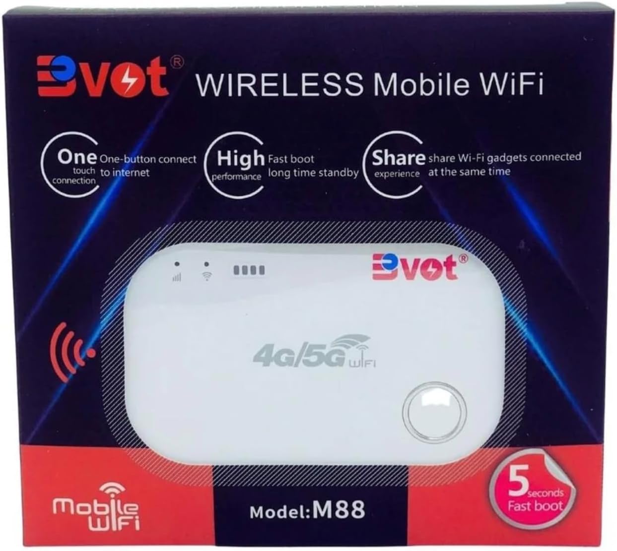 BVOT M88 Wireless Mobile WiFi Router 4G 5G Portable MiFi Hotspot 150Mbps Unlock Pocket WiFi with 1500mAh Battery for Android, iPhone, Laptop, Tablet & Smart Devices