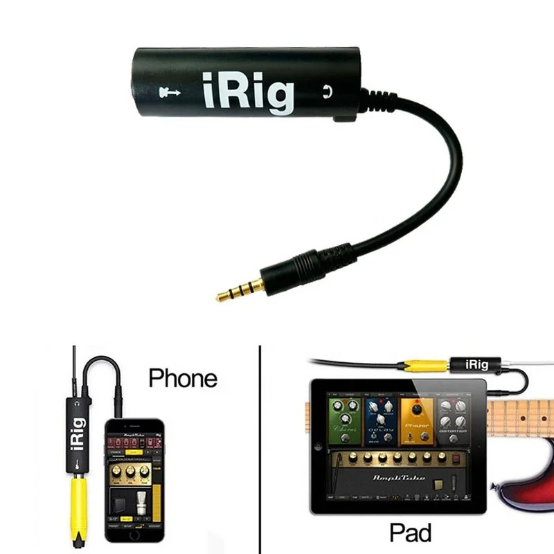 iRig Guitar Converter Audio Interface 3.5mm Adapter for Electric Guitar, Bass, iPhone, iPad, Android Mobile Recording, Guitar Effects Processor, Streaming & Audio Recording