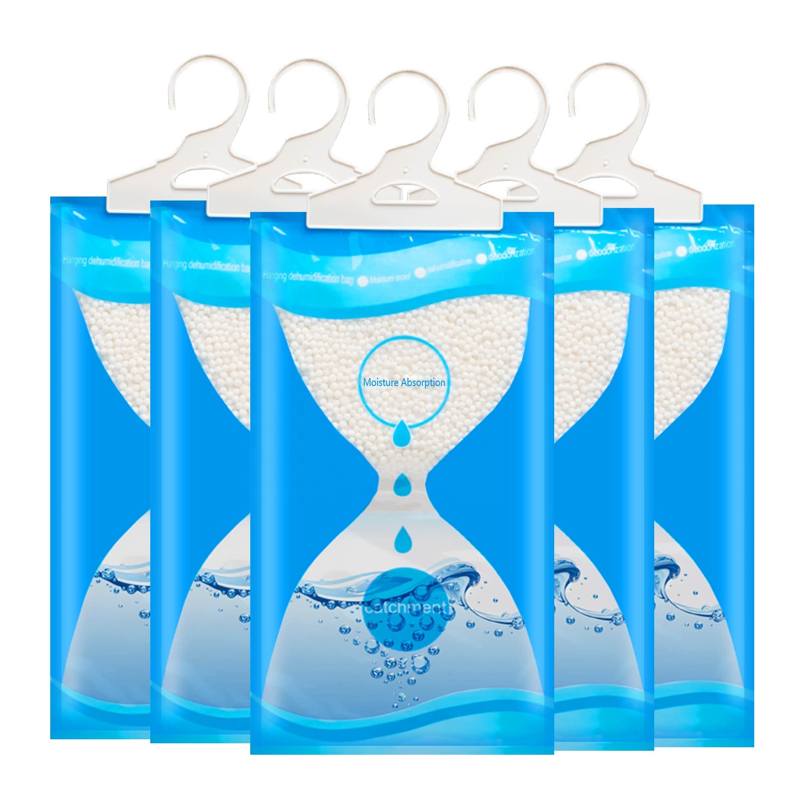 Hanging Dehumidifier Bags | 500ml Moisture Absorber | Wardrobe & Closet Damp Remover.
